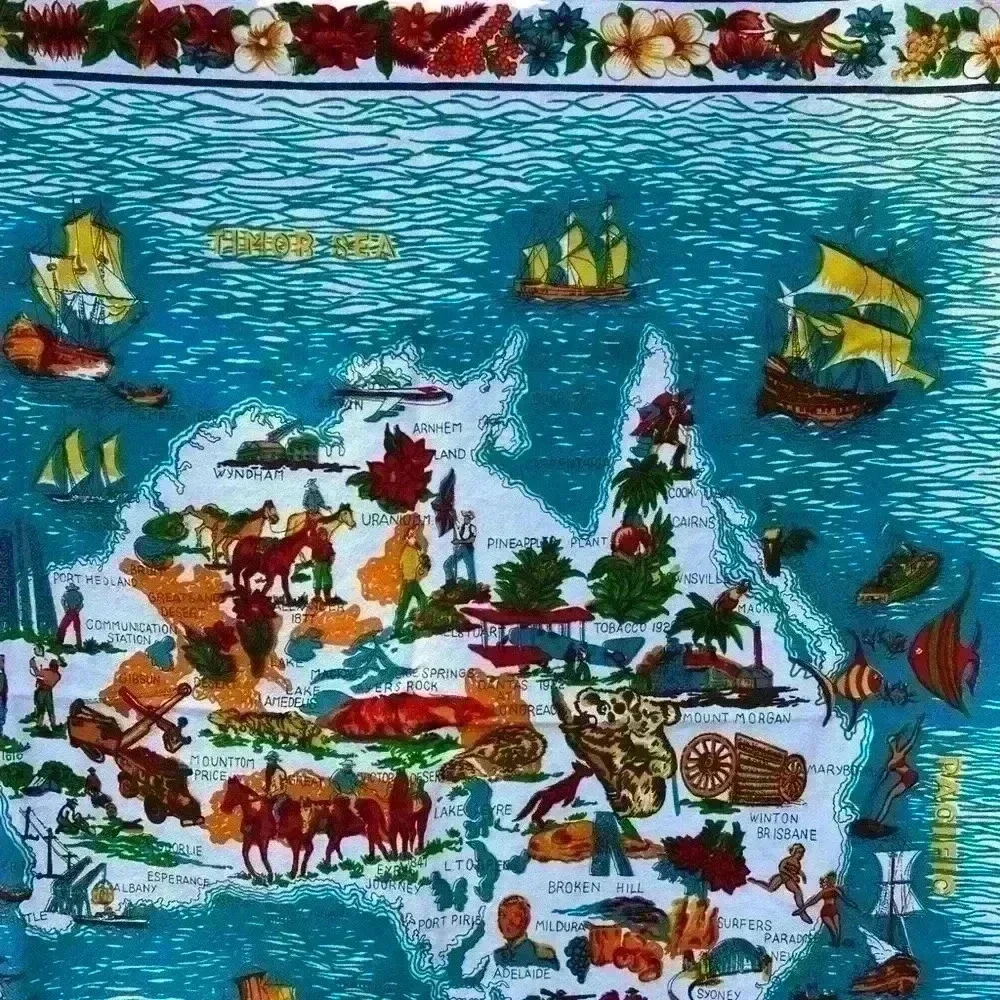 Vintage Australia Map Wall Hanging Tapestry Art